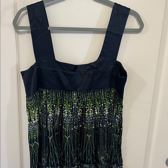 NWT Silk Gianni Bini Green and Navy Dress 12 Originally $148 - Picture 7 of 9